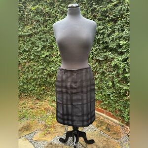 Burberry London Black on Black Nova Check Pencil Skirt
